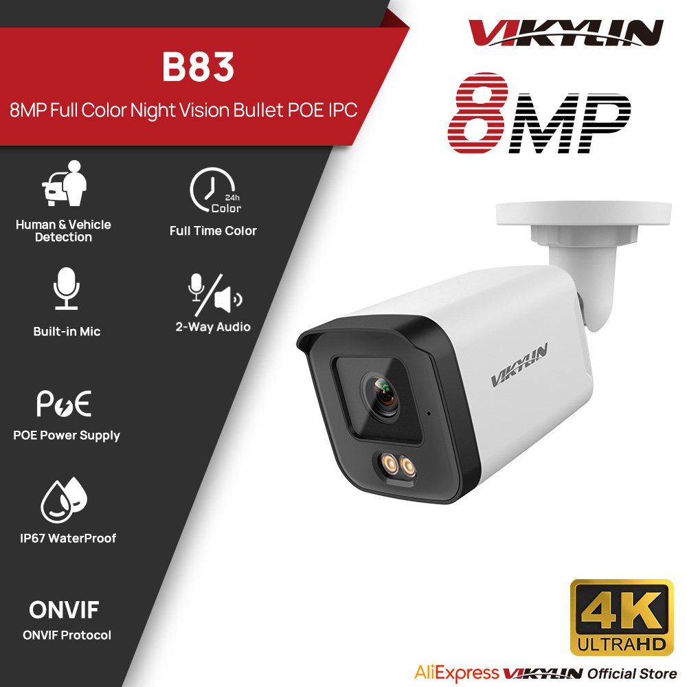 Home Security Lights Outdoors - Telecamera di Sicurezza IP VIKYLIN 8MP