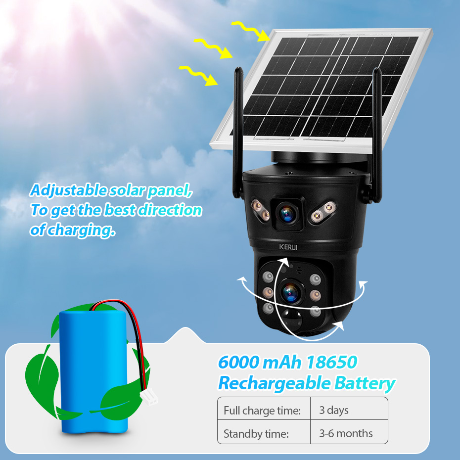 Home Security Front Door - Telecamera Solare KERUI 6MP 4G SIM