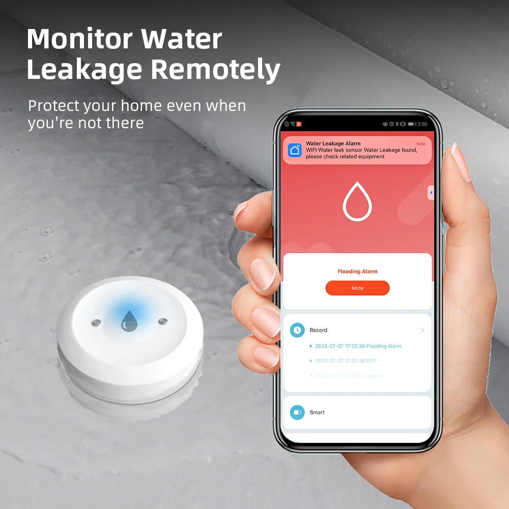 Home Security With Ai - Sensore di Perdite d'Acqua Zigbee per