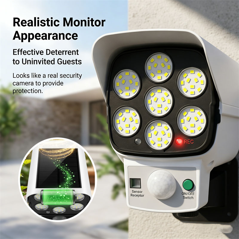 Home Security Lights Outdoors - Telecamera di Sicurezza Finta a Energia