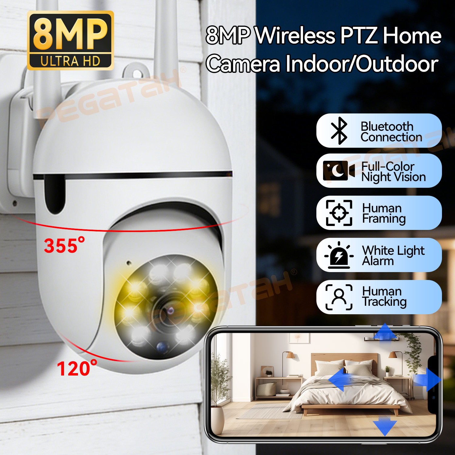 Home Security Lights Outdoors - Telecamera CCTV IP Wifi da 8MP