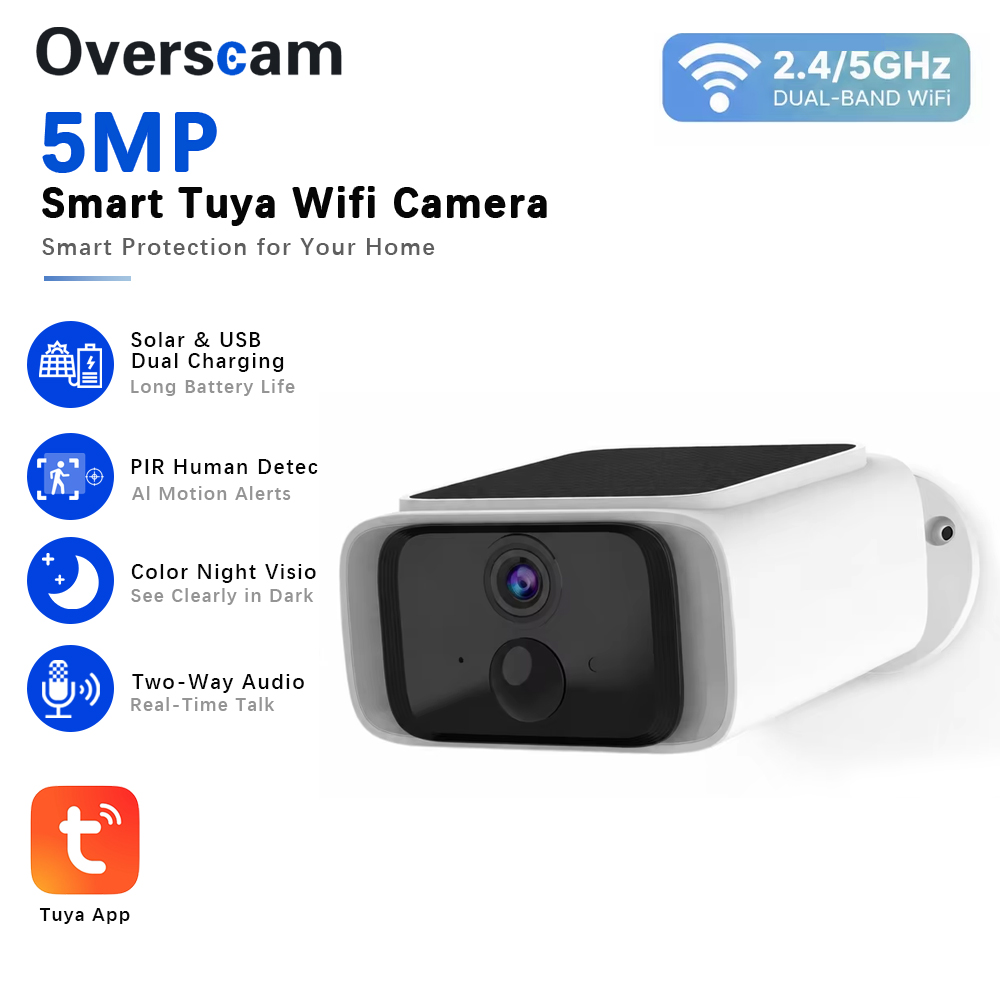 Home Security Front Door - Telecamera di sicurezza solare Tuya 5MP